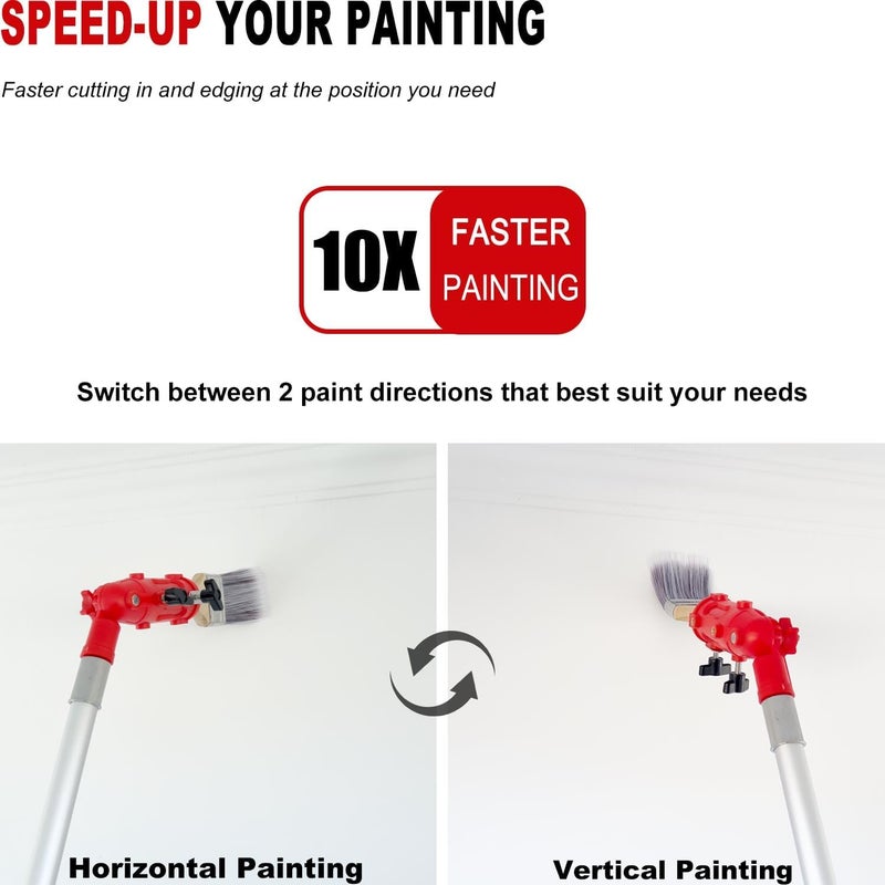 timebetter Multi Angle Paint Brush Extender V2, Long Handle Paint Brush, Extension Pole Attachments for Paint Roller, Paint Edger Tool for High Ceilings, Corner Painting Tools for Paint Extension Pole (Red) - Image 4